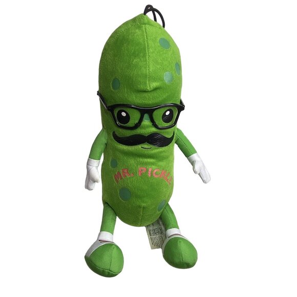 Fiesta Mr Pickle Plush Stuffed Toy Green 16" Anthropomorphic Glasses Mustache - Picture 1 of 7